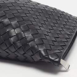 Pre Owned Bottega Veneta BV Twist Black Intrecciato Leather Clutch