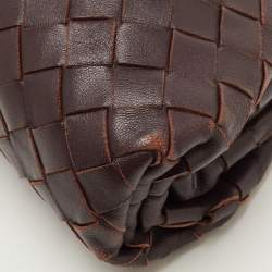 Pre Owned Bottega Veneta The Pouch Mini Dark Brown Intrecciato Leather Crossbody Bag