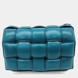 Pre Owned حقيبة بوتيغا فينيتا كاسيت مبطن جلد أزرق