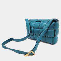 Pre Owned حقيبة بوتيغا فينيتا كاسيت مبطن جلد أزرق