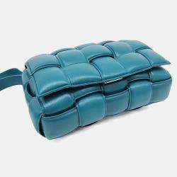 Pre Owned حقيبة بوتيغا فينيتا كاسيت مبطن جلد أزرق