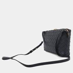 Pre Owned حقيبة كروس بوتيغا فينيتا شبك جلد أسود