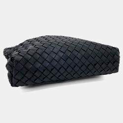 Pre Owned Bottega Veneta Black Leather mesh clutch
