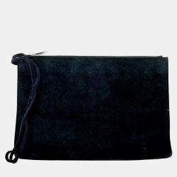 Pre Owned Bottega Veneta Black Leather mesh clutch