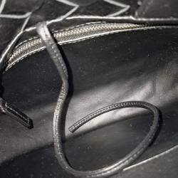 Pre Owned Bottega Veneta Black Leather Mesh New Roma Bag