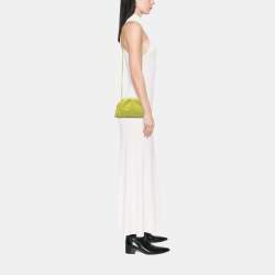 Pre Owned Bottega Veneta Yellow Nappa Intrecciato The Mini Pouch Crossbody