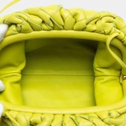 Pre Owned Bottega Veneta Yellow Nappa Intrecciato The Mini Pouch Crossbody