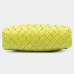 Pre Owned Bottega Veneta Yellow Nappa Intrecciato The Mini Pouch Crossbody