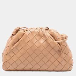 Pre Owned Bottega Veneta Brown Nappa Intrecciato The Mini Pouch Crossbody