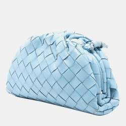 Pre Owned Bottega Veneta Blue Nappa Intrecciato The Mini Pouch Crossbody