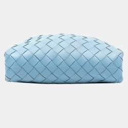 Pre Owned Bottega Veneta Blue Nappa Intrecciato The Mini Pouch Crossbody