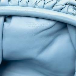 Pre Owned Bottega Veneta Blue Nappa Intrecciato The Mini Pouch Crossbody