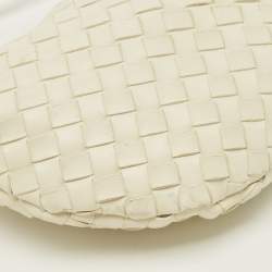 Pre Owned Bottega Veneta Turn Medium White Intrecciato Leather Pouch