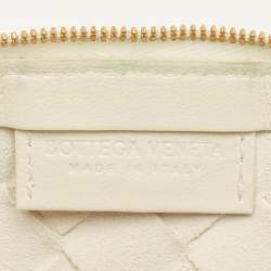 Pre Owned Bottega Veneta Turn Medium White Intrecciato Leather Pouch