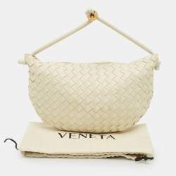 Pre Owned Bottega Veneta Turn Medium White Intrecciato Leather Pouch