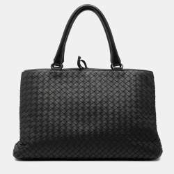 Pre Owned Bottega Veneta Black Nappa Intrecciato Milano Tote