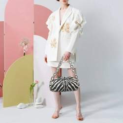 Pre Owned حقيبة كلاتش بوتيغا فينيتا ذا تشين جلد بيج