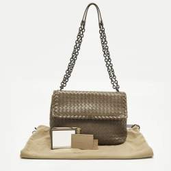 مملوكة مسبقًا Bottega Veneta Olimpia Medium Dark Beige Intrecciato Leather Shoulder Bag