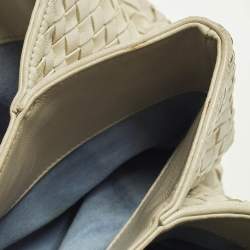 Pre Owned Bottega Veneta Roma Large Off White Intrecciato Leather Tote