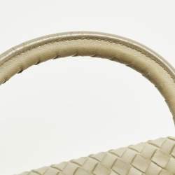 Pre Owned Bottega Veneta Roma Large Off White Intrecciato Leather Tote