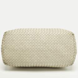 Pre Owned Bottega Veneta Roma Large Off White Intrecciato Leather Tote