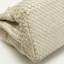 Pre Owned Bottega Veneta Roma Large Off White Intrecciato Leather Tote