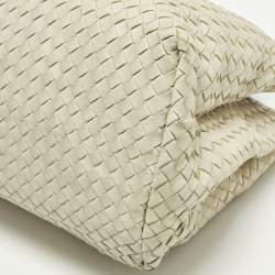 Pre Owned Bottega Veneta Roma Large Off White Intrecciato Leather Tote