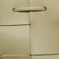 Pre Owned Bottega Veneta Cassette Mini Sage Green Intreccio Leather Bucket Bag