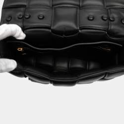 Pre Owned Bottega Veneta Black Nappa Intrecciato Padded Chain Cassette Satchel