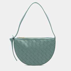مملوكة مسبقًا Bottega Veneta Green Mini Leather Intrecciato Sunrise Hobo
