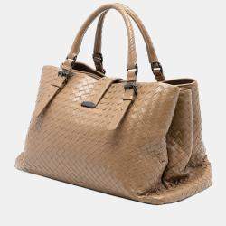 مملوكة مسبقًا حقيبة يد بوتيغا فينيتا روما متوسطة جلد نابا انتريشياتو بنية