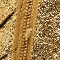 Pre Owned Bottega Veneta Loop Mini Gold Intrecciato Leather Camera Bag