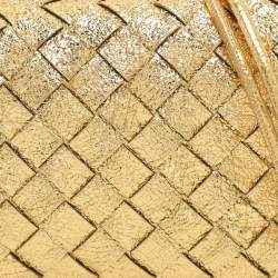Pre Owned Bottega Veneta Loop Mini Gold Intrecciato Leather Camera Bag