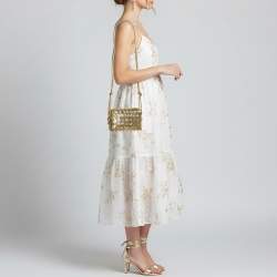 Pre Owned Bottega Veneta Loop Mini Gold Intrecciato Leather Camera Bag