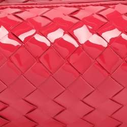 Pre Owned Bottega Veneta Jodie Mini Pink Intrecciato Patent Leather Hobo