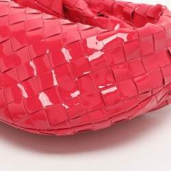 Pre Owned Bottega Veneta Jodie Mini Pink Intrecciato Patent Leather Hobo