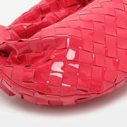 Pre Owned Bottega Veneta Jodie Mini Pink Intrecciato Patent Leather Hobo