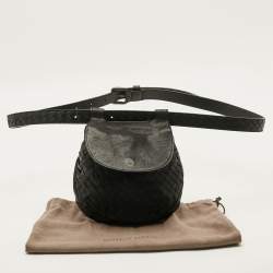 Pre Owned Bottega Veneta Black Intrecciato Leather Belt Bag