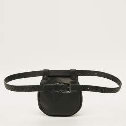 Pre Owned Bottega Veneta Black Intrecciato Leather Belt Bag