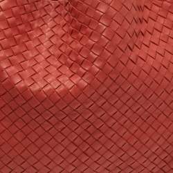 Pre Owned Bottega Veneta Garda Medium Red Intrecciato Leather Tote