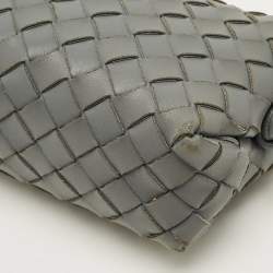 Pre Owned Bottega Veneta Loop Camera Mini Grey Intrecciato Leather Crossbody Bag