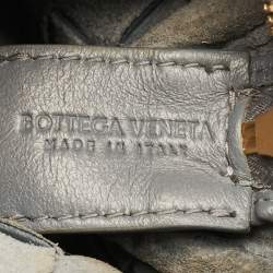 Pre Owned Bottega Veneta Loop Camera Mini Grey Intrecciato Leather Crossbody Bag