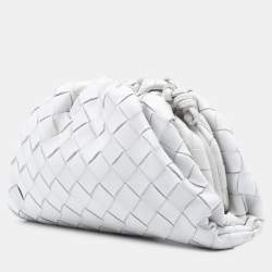 Pre Owned Bottega Veneta White Nappa Intrecciato The Mini Pouch Crossbody