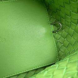 مملوكة مسبقًا Bottega Veneta Intrecciato Mini Cabas 2Waybag Green Lambskin