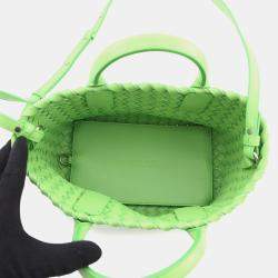 مملوكة مسبقًا Bottega Veneta Intrecciato Mini Cabas 2Waybag Green Lambskin