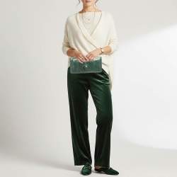 Pre Owned حقيبة كلتش بوتيغا فينيتا جلد أفعى مائي أخضر بقفل دوار