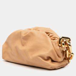 Pre Owned حقيبة بوتيغا فينيتا سلسلة جلد خروف بني حجم صغير