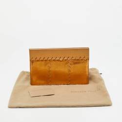 Pre Owned Bottega Veneta Frame Bronze Snake Leather Clutch