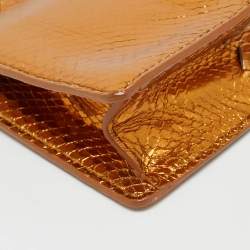 Pre Owned Bottega Veneta Frame Bronze Snake Leather Clutch