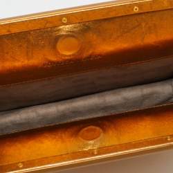 Pre Owned Bottega Veneta Frame Bronze Snake Leather Clutch